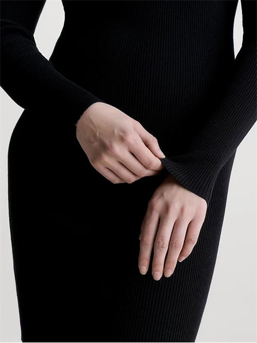 badge roll neck sweater drerss CALVIN KLEIN JEANS | J20J221690BEH